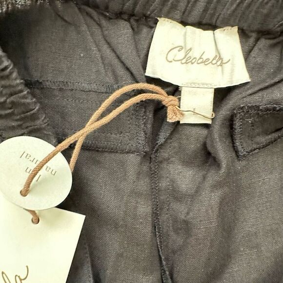 NWT Cleobella Linen Blend Black Cropped Pants Pockets Size L - Picture 6 of 8